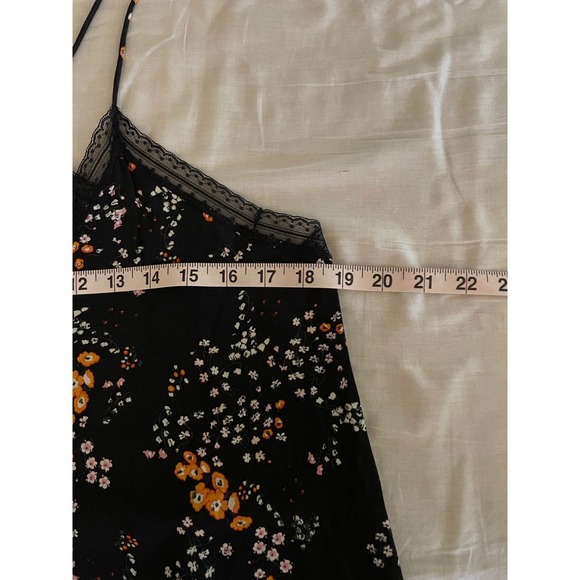 Zadig & Voltaire Floral Maxi Dress Lace Trim Racerback Hi Low SM Boho Dark Fem - Picture 15 of 16